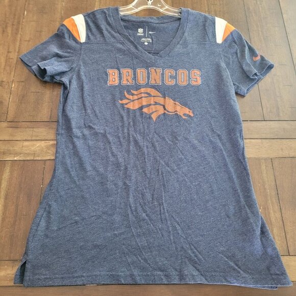 Nike Tops - Nike Womens Broncos NFL V-Neck T-Shirt Blue/Orange L